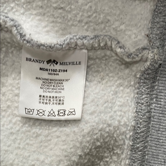 Brandy Melville Heather Gray Zip-Up Hoodie - Picture 3 of 5